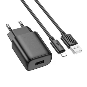 Incarcator de retea Hoco C134A Solid single-port charger set(iP) [Black]
